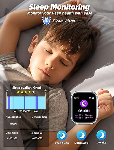Miniatura 5 de Reloj inteligente para niñas, resistente al agua IP68, reloj rastreador de actividad física con cara de 1.5 pulgadas, monitor de sueño de frecuencia