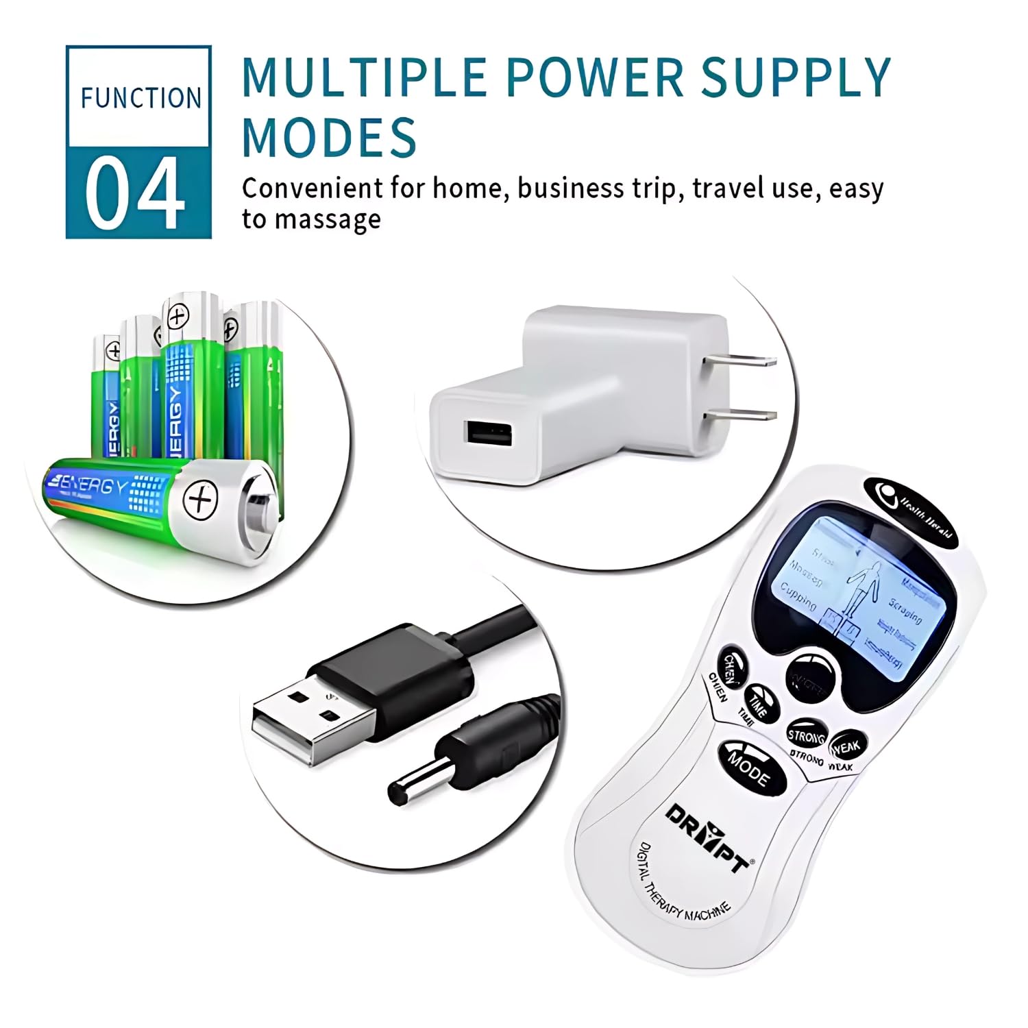 DR PT Battery Powered Digital Therapy Machine Electronic Pulse Massager Muscle Whole_Body Stimulator Tens, 8 Mode (with 4 pads Massager) DR PT Battery Powered Digital Therapy Machine Electronic Pulse Massager Muscle Whole_Body Stimulator Tens, 8 Mode (with 4 pads Massager)
