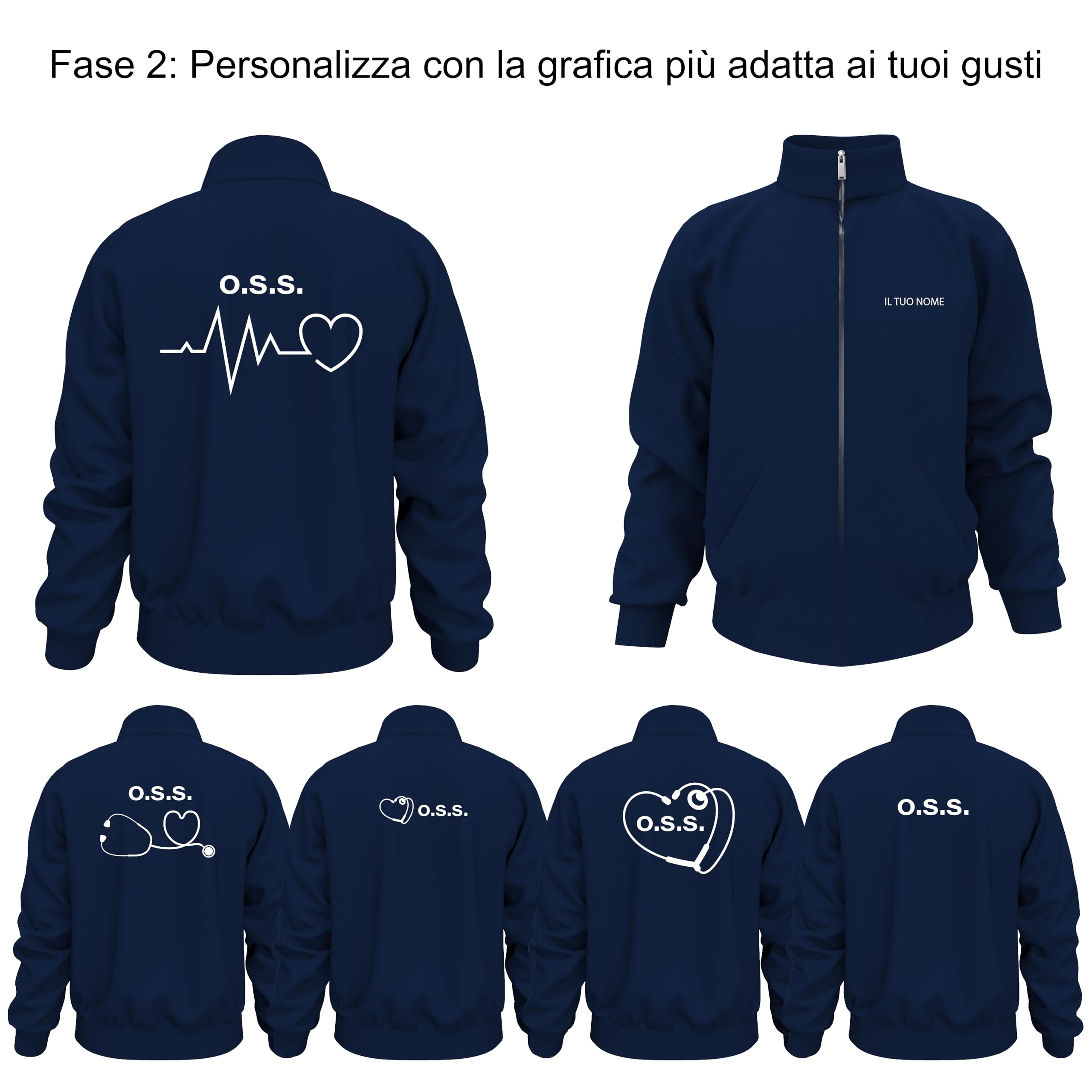 Felpa da Uomo Personalizzata per Medico, OSS e Infermiere, con possilità di Personalizzare Una Manica.