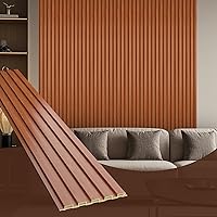 Vista 22 de OUZUGIE WPC Paneles de Pared de Listones Acústicos, Paquete de 8 de 96 x 6 Pulgadas Paneles de Pared 3D para Decoración de Pared Interior, Sala