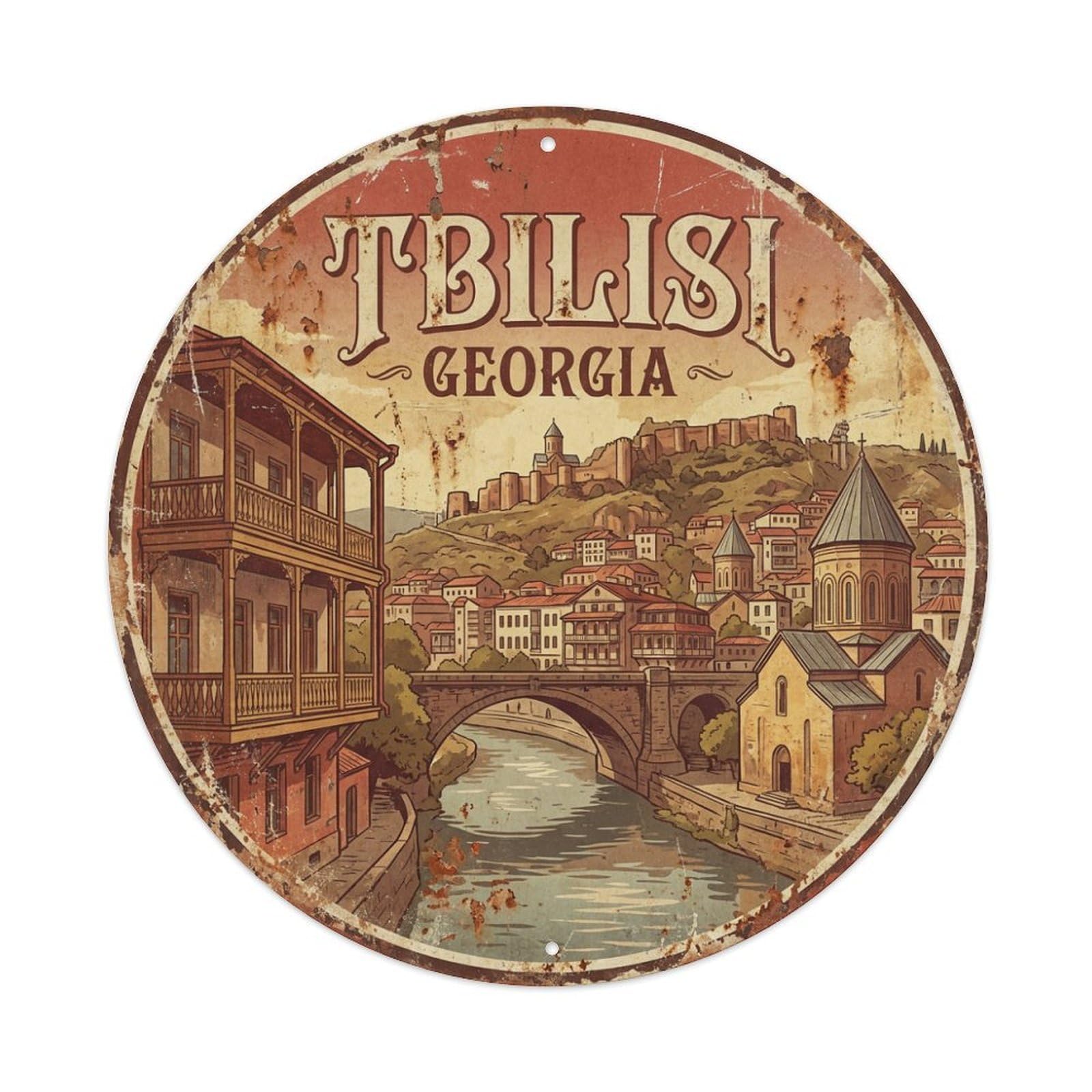 Travel Retro Georgia Tbilisi Metal Tin Sign