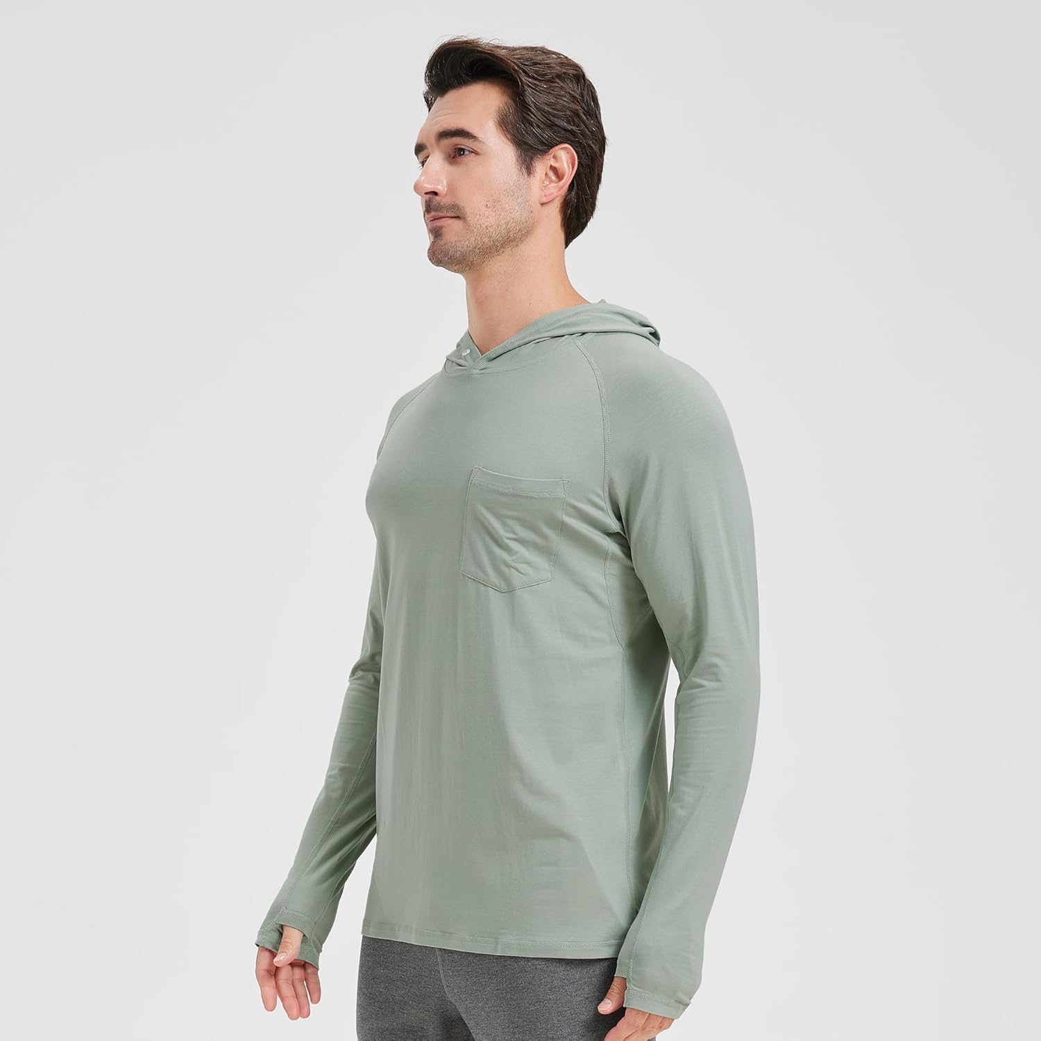 netdraw Men's Bamboo Viscose Performance Hoodie with Pocket UPF 50+ Long Sleeve Lightweight Hiking Athletic Sun Shirt - Image 3