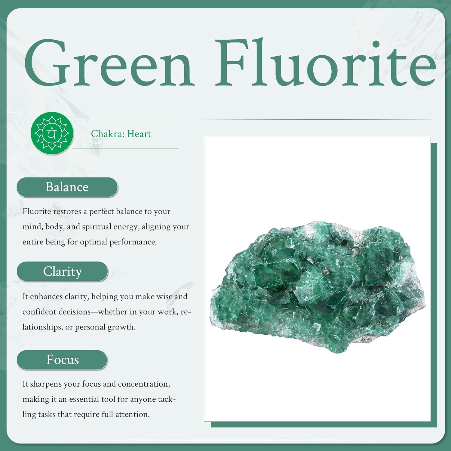 Sportmusies Natural Green Fluorite Crystal Cluster Mineral Specimen Decoration for Home Office, Raw Stone for Healing Meditation Yoga, 0.98-2.95 inches