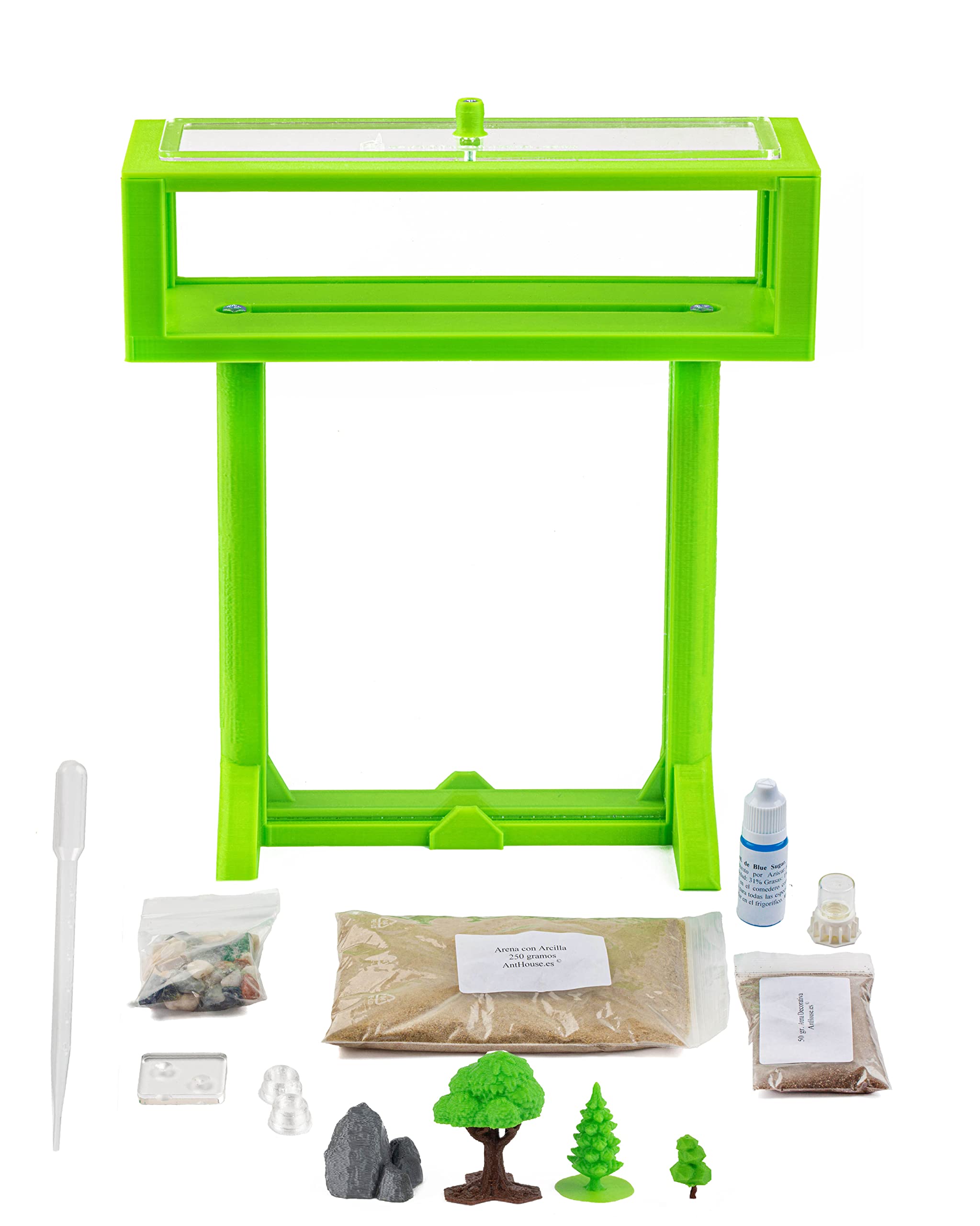 AntHouse - Formicaio di Sabbia | Kit T 3D 15x15x1,5 cm | Fattoria di Formiche Verde | Formiche Incluse