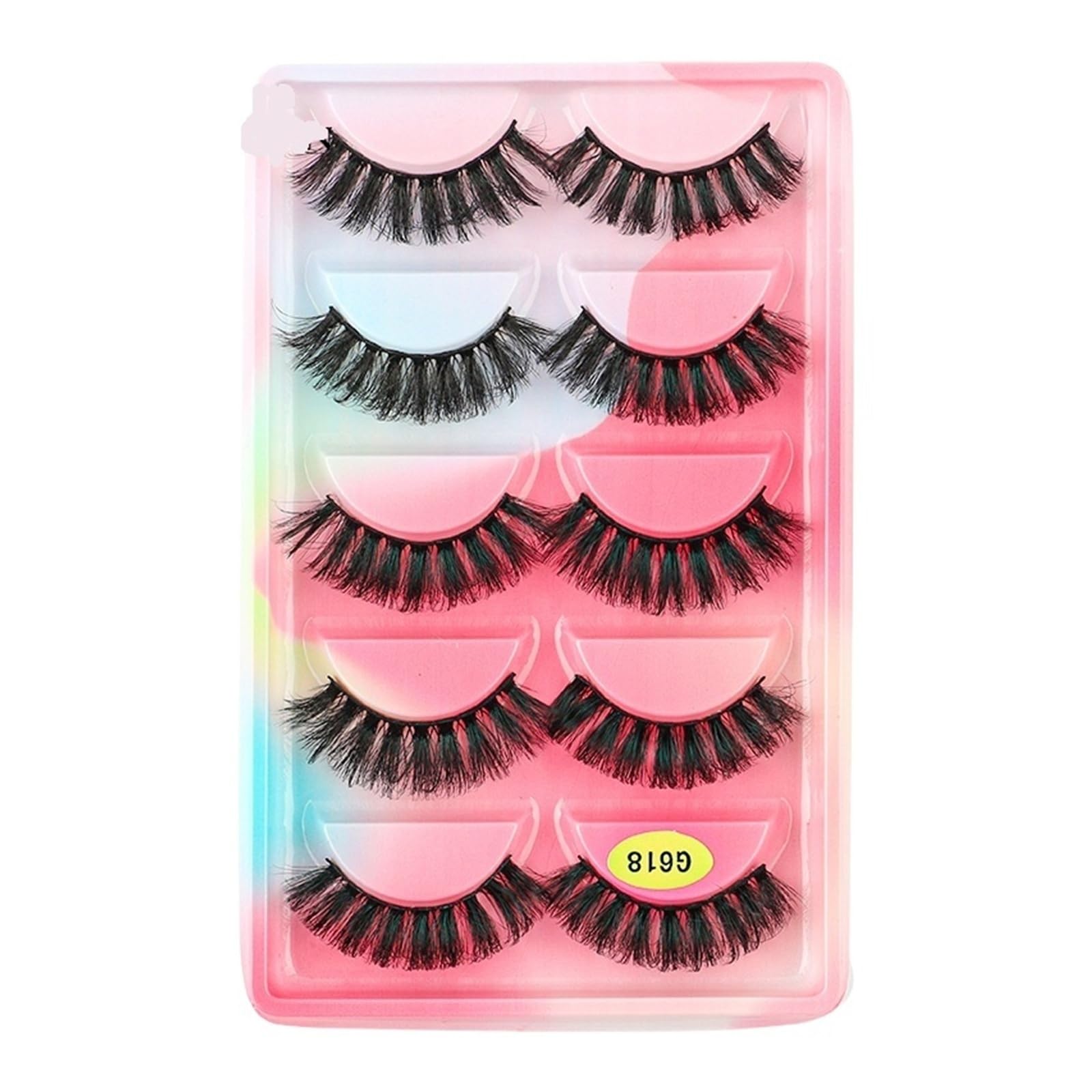 UAMOU Mink Lashes Bulk 5 Paar natürliche lange künstliche Wimpern Cilios Nerz 3D Falsche Wimpern Make-up Flauschige Wimpern maquillaje Cheerfully (Color : G618CS, Size : 10 BOXES (50 pairs))