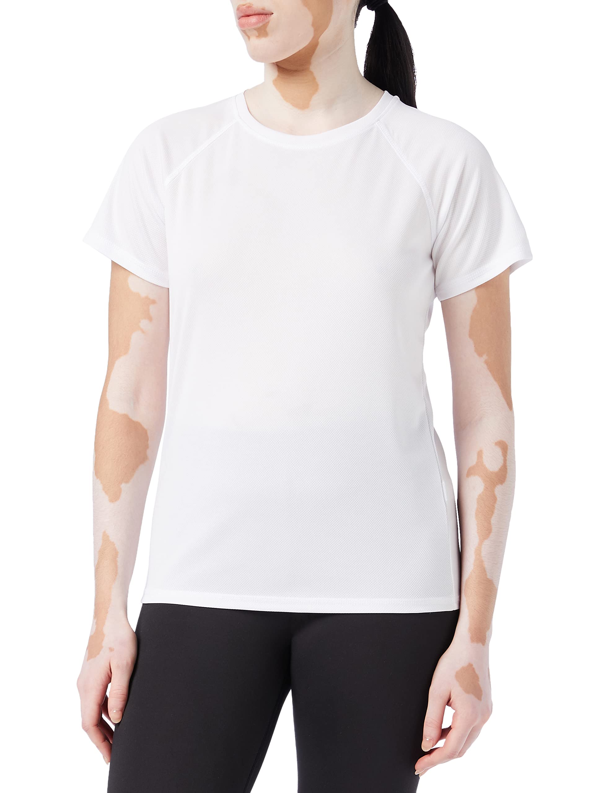 Stedman Women's White Apparel Active 140 Raglan/St8500 Regular Fit Short Sleeve Sports T-Shirt, Size 16 (Manufacturer Size:x-Large)