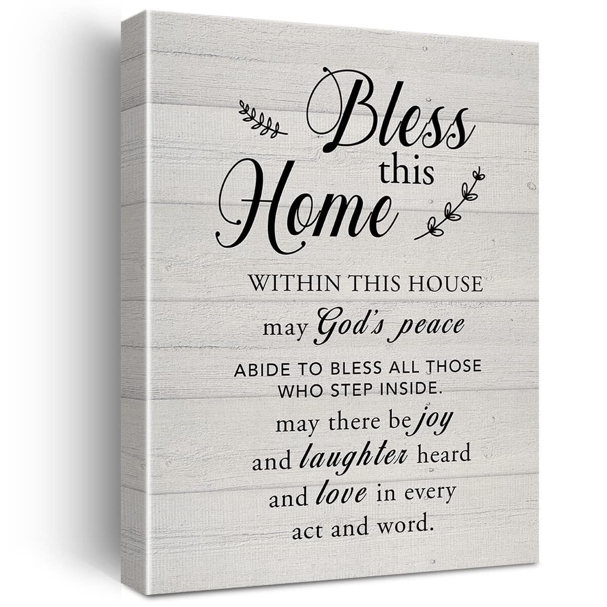 TAMDDBPJD Religious Bless This Home Canvas Art, Rustic Inspirational Wall Quote, Painting for Tabletop and Wall Display, Thoughtful Christian Housewarming Gift(Framed,08x12inch(20x30cm))
