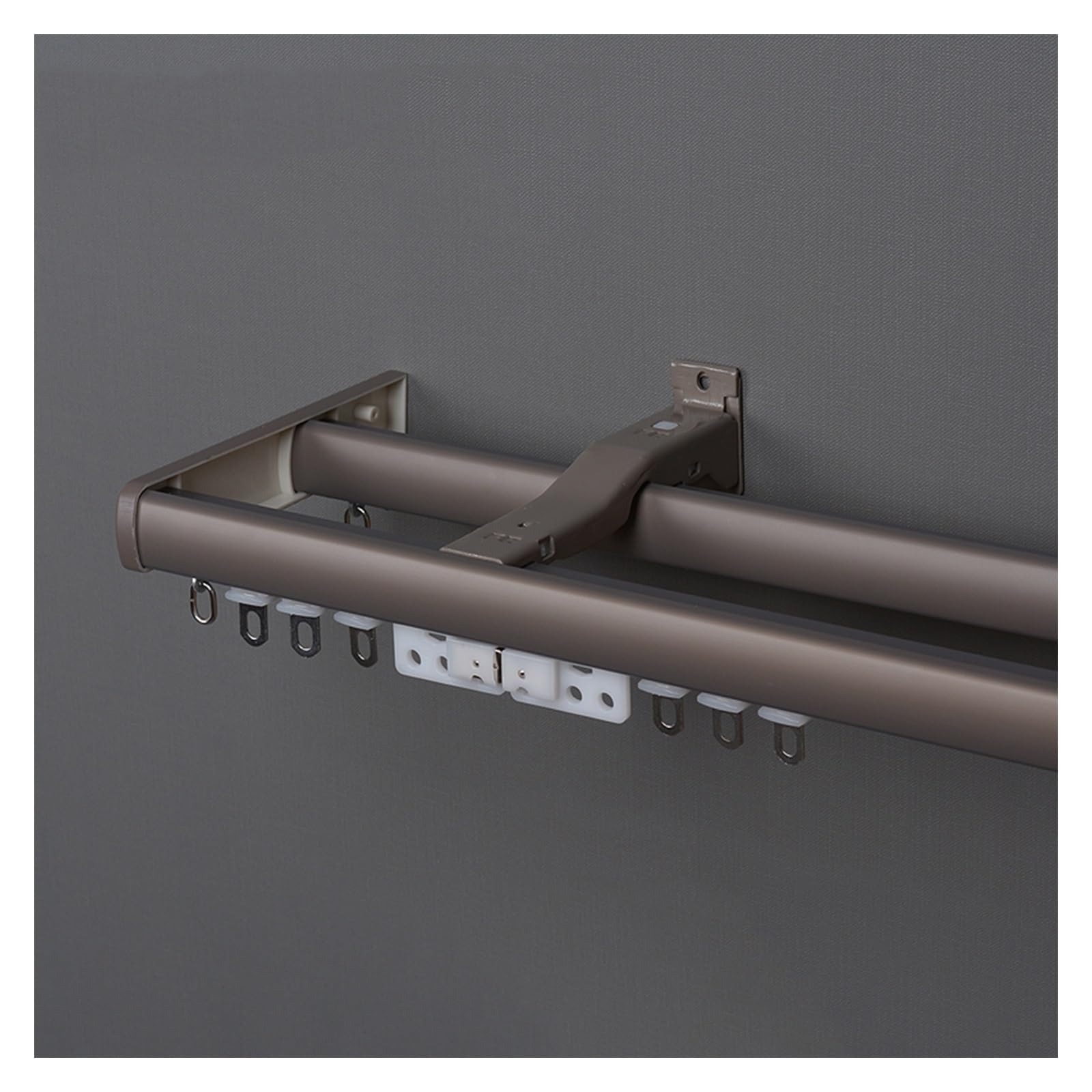 Juego de rieles de aluminio para montaje en pared y techo de 1 a 6 m, con rodillos y accesorios, ideal para dormitorio, sala de estar, decoración del hogar y divisor de habitaciones (gris, 1,4 m