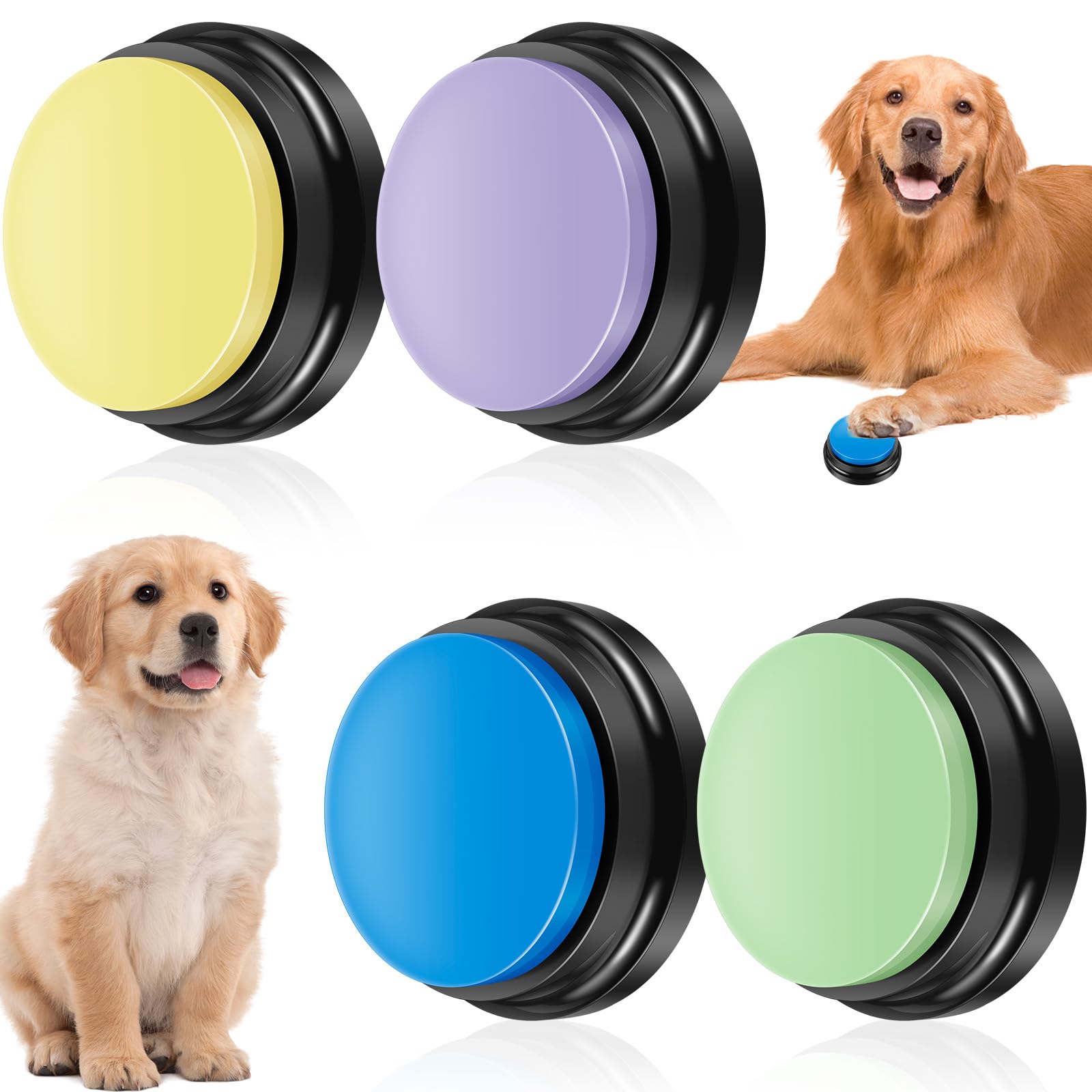 NIHUIFDPY 4PCS Dog Button Talk Training, Voice Recordable Dog Buttons for Communication Pet Training Buzzer, 30 Second Record, Funny Gift for School Study Office Home (4pcs (style 1))