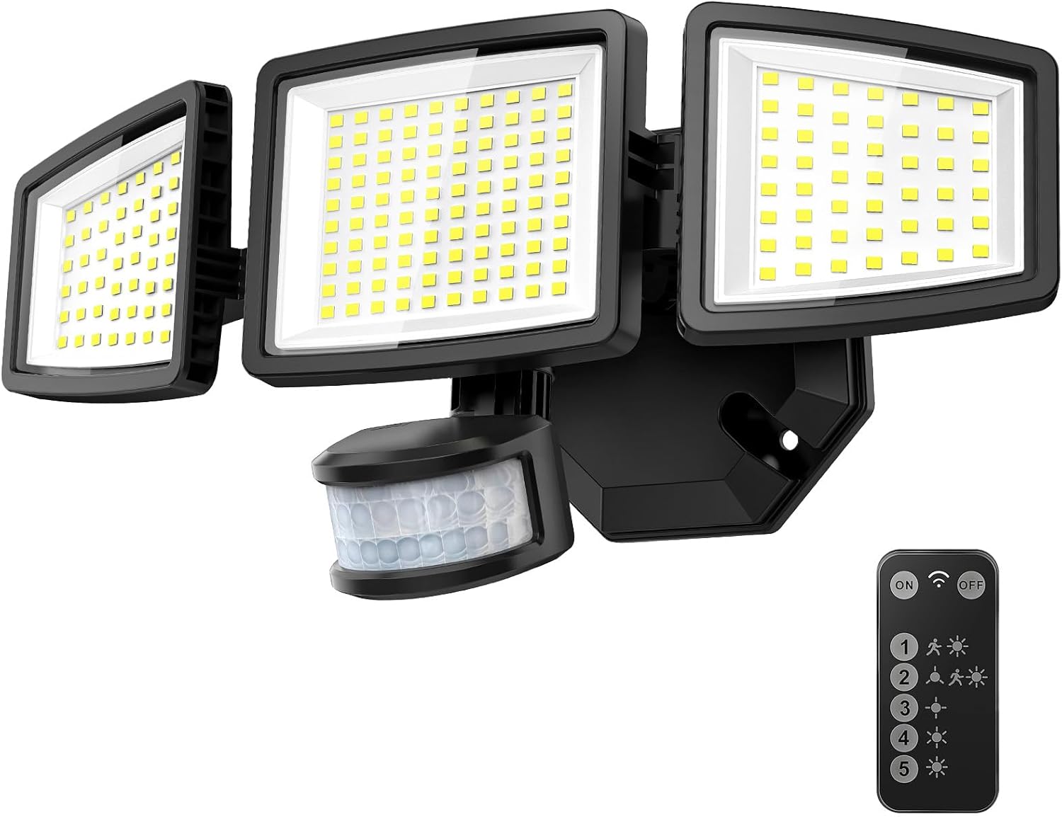 Upgraded LED Security Lights Motion Sensor Light Outdoor, 7000LM, 6500K, Waterproof, Flood Light Outdoor Motion Detector with Adjustable 3 Head, Hardwired Wall Light for Entryway, Yard, Garage