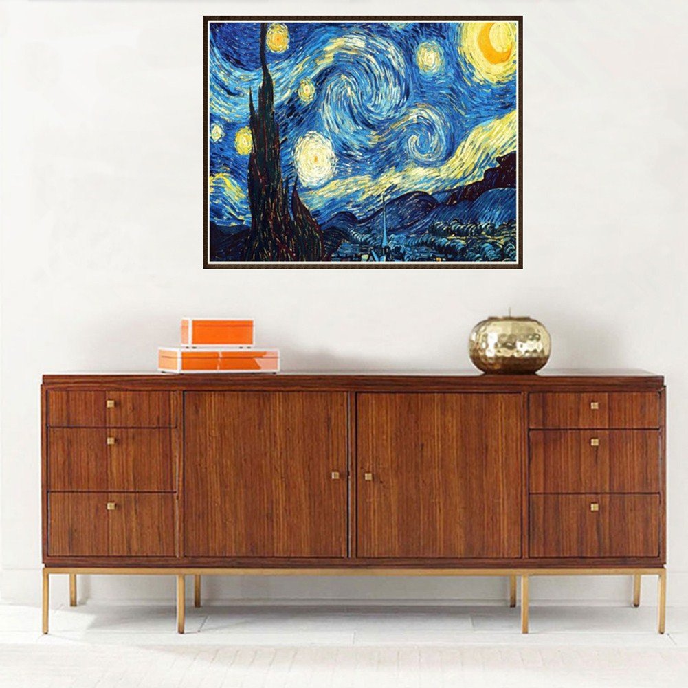 Van Gogh Kit De Broderie Diamant 5D à Faire Soi-même, YEESAM ART Le Ciel étoilé 25 X 30 Cm