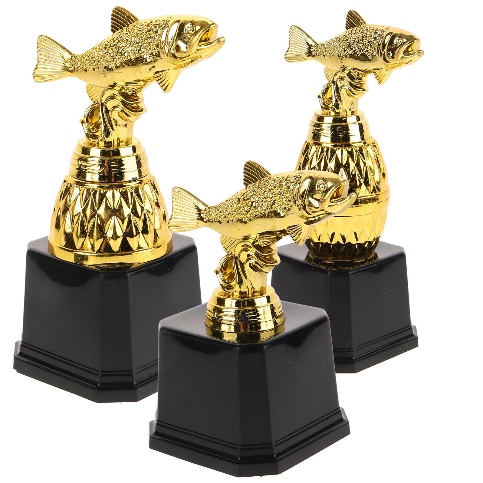 SOIMISS Trofeo de Competición Mini de Pesca 3 Piezas Modelo Colorido para Premiación Escolar Infantil Celebración y Fiesta de Deportes al Aire Libre