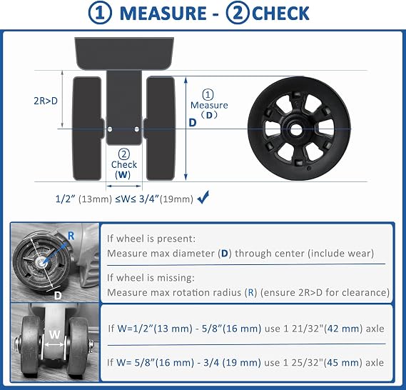 55mm Luggage Replacement Spinners - TPU Rubber Roller with Snap-on Center Cap Lightweight Smooth for Dual Wheels Spinner Suitcase,Travel Trolley,Wheel Bags,Carry on