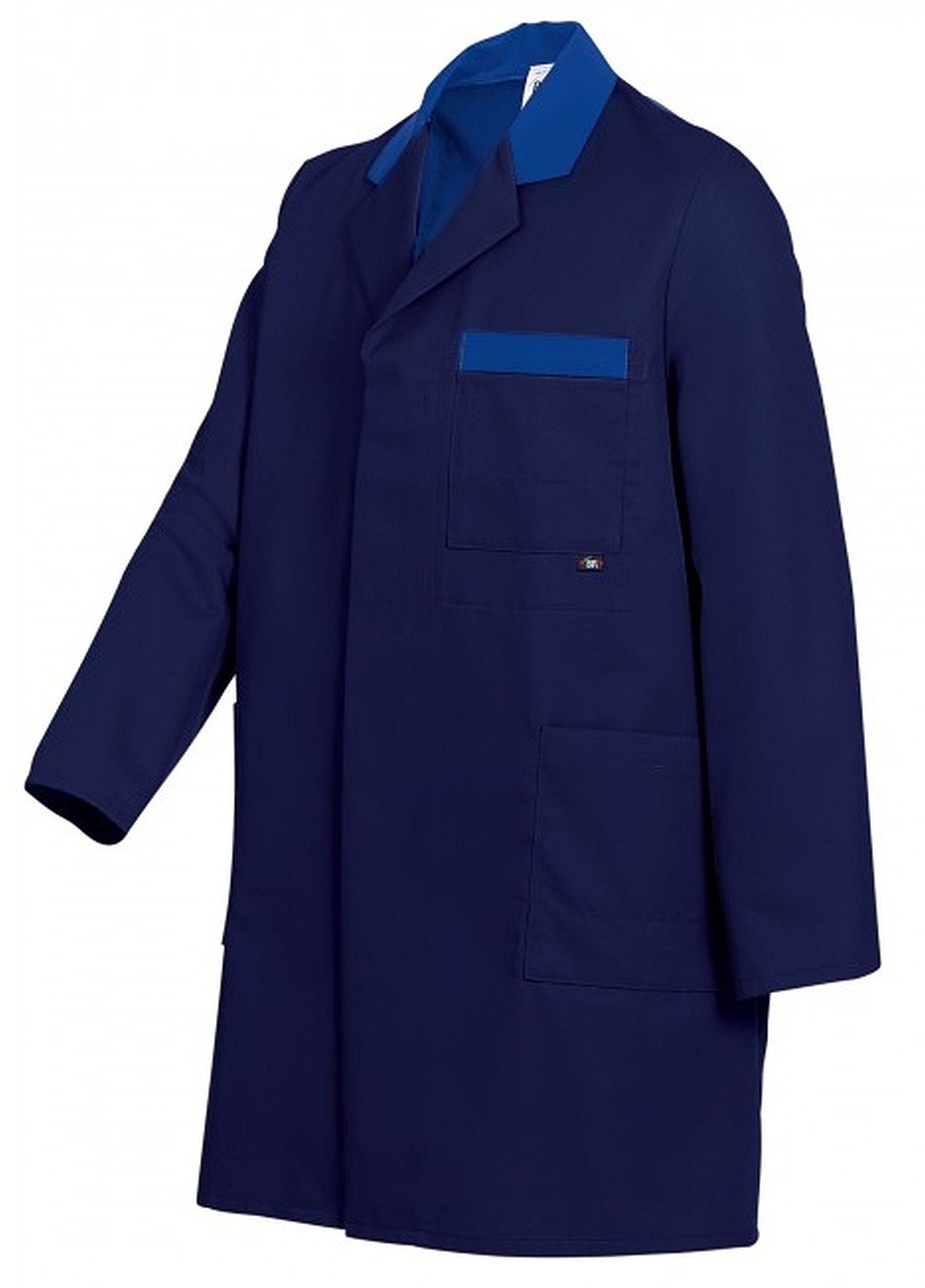 BP 1484-700-10-60/62, Camice da lavoro, lunghezza 3/4 (96 cm), fascia con bottoni automatici nascosti 215,00 g/m², cotone rinforzato, blu scuro/blu reale, 47/49