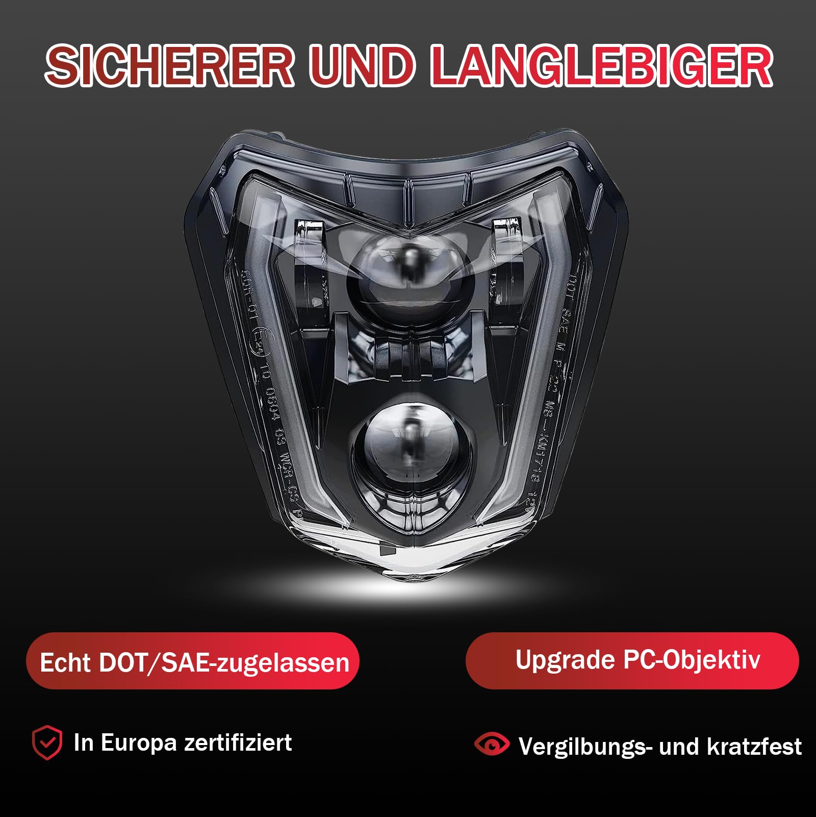Led Motorrad Scheinwerfer e-geprüft für KTM EXC XCW 250 350 450 500 2014-2023 SMC-R 690 Enduro 2019-2023