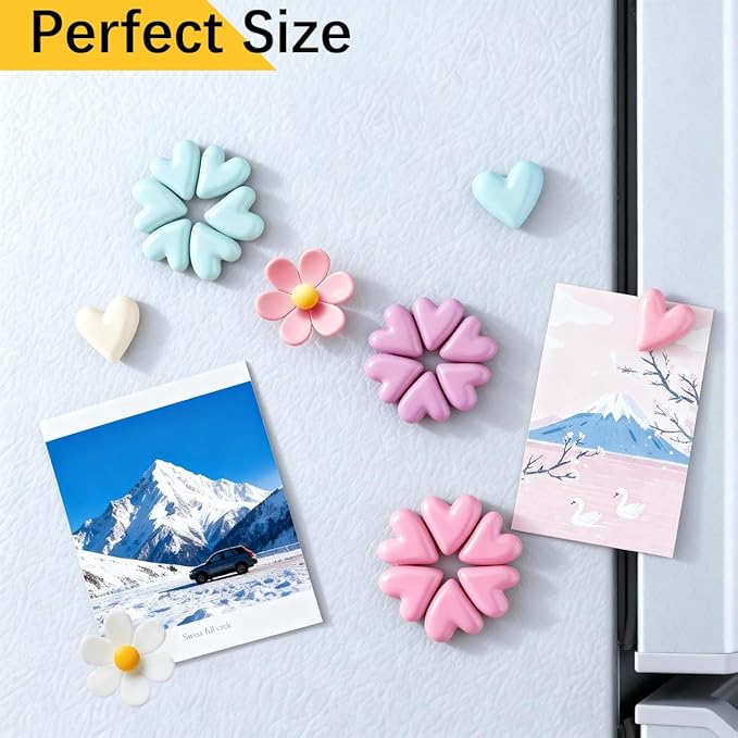 16 Imanes Decorativos Flowers y Love Heart para Refrigerador miniatura 4