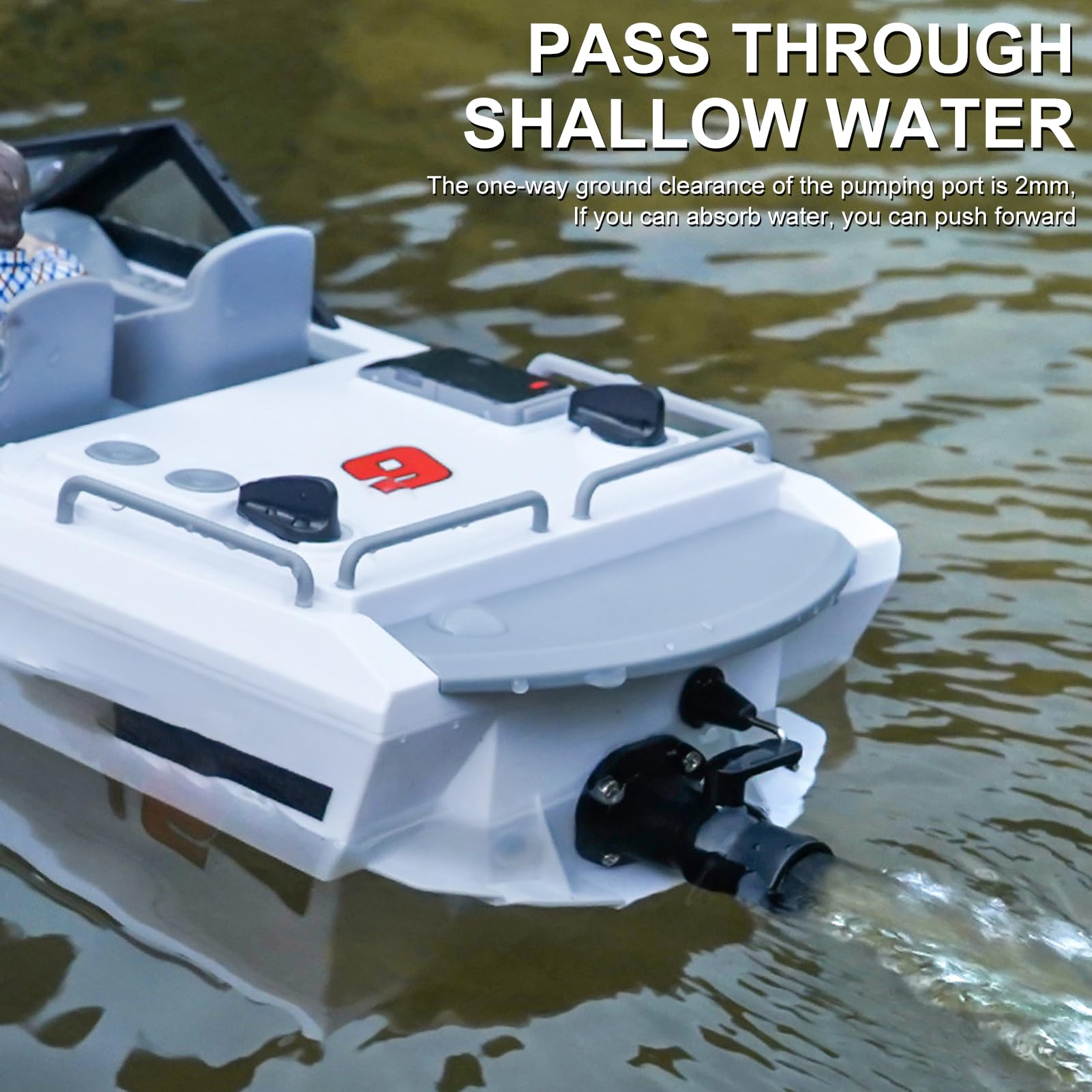 Barco de Control Remoto Barco RC Mini Juguete Eléctrico Lago de Control Remoto 2.4G Antiinterferencia 10 KM/H 18 Min Motor sin Escobillas Servo Hermético para Piscina (Gris)
