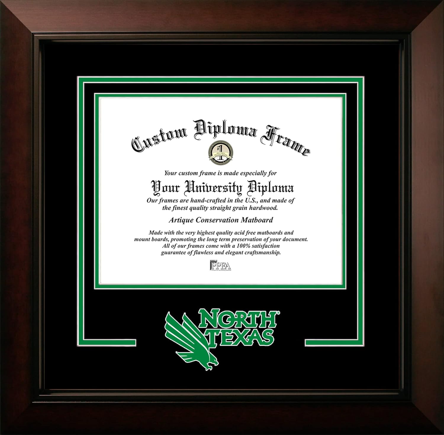 Campus Images North Texas Mean Green 14w x 11h Legacy Black Cherry Spirit Logo Diploma Frame