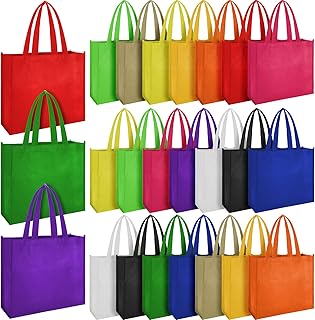 Boao 24 Pack Reusable Gift Bag with Handles Multi Color Large Foldable S...