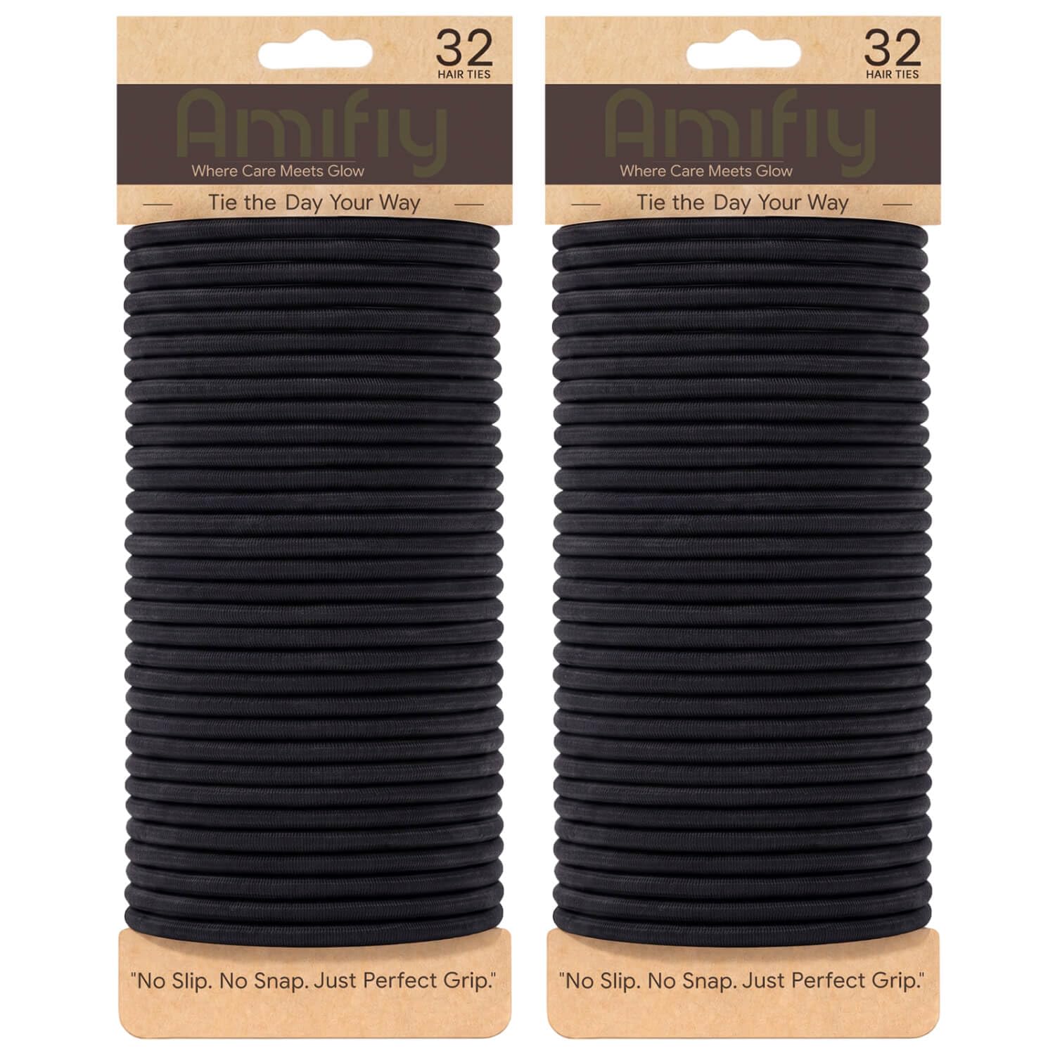 Black Hair Ties No Damage, Organic Ponytail Holders Hair Accessories for Women & Men, 4mm Hair Elastics Fits All Hair Types (32 Count) - Image 10