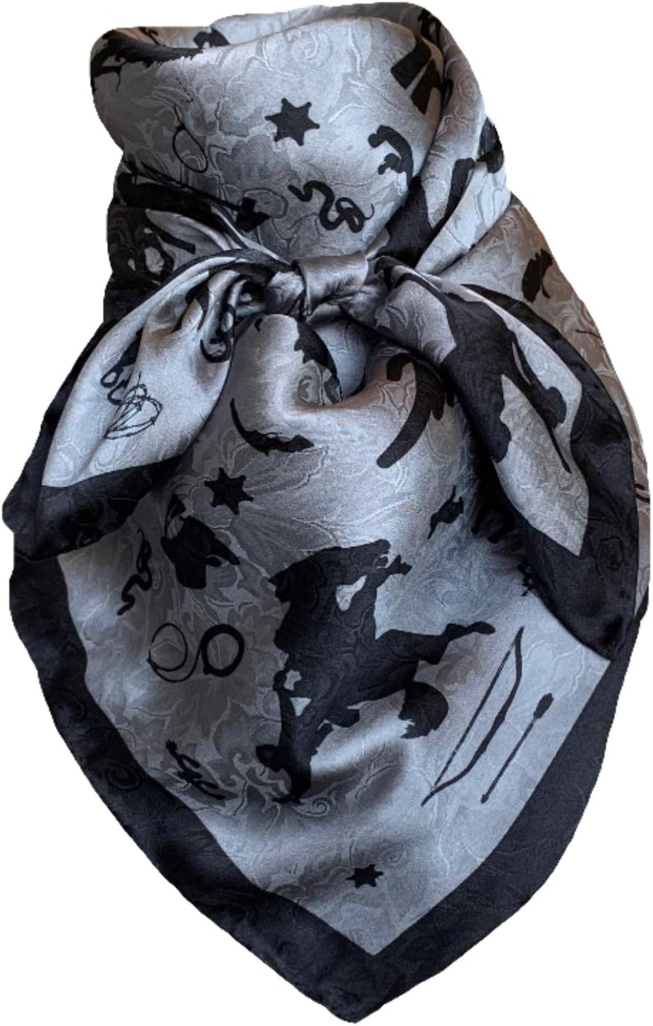 Wyoming Traders Unisex Adult Cowboy Silhouette Regular Lightweight Breathable Jacquard Silk Scarf