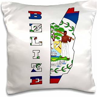 3dRose Flag Outline map and Name of The Country of Belize-Pillow Case, 16-inch (pc_55482_1)