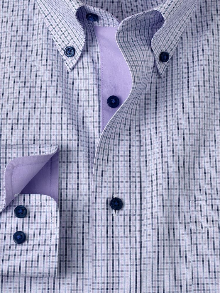 Paul Fredrick Men's Classic Fit Non-Iron Cotton Check Dress Shirt