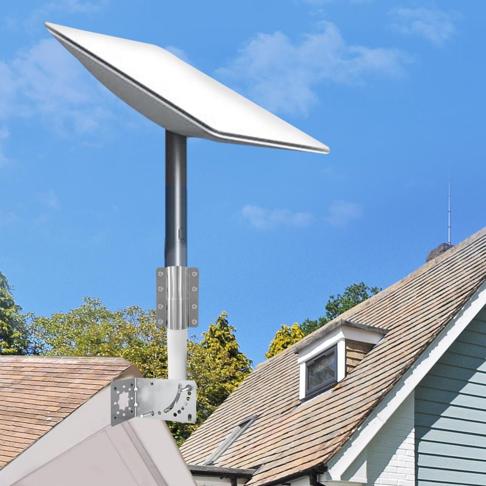 Kit di Montaggio Internet Satellitare Supporto Ad Angolo Retto Resistente Alle Intemperie per Parabola V2 Compatibile per Uso Esterno Acciaio Inossidabile Bianco