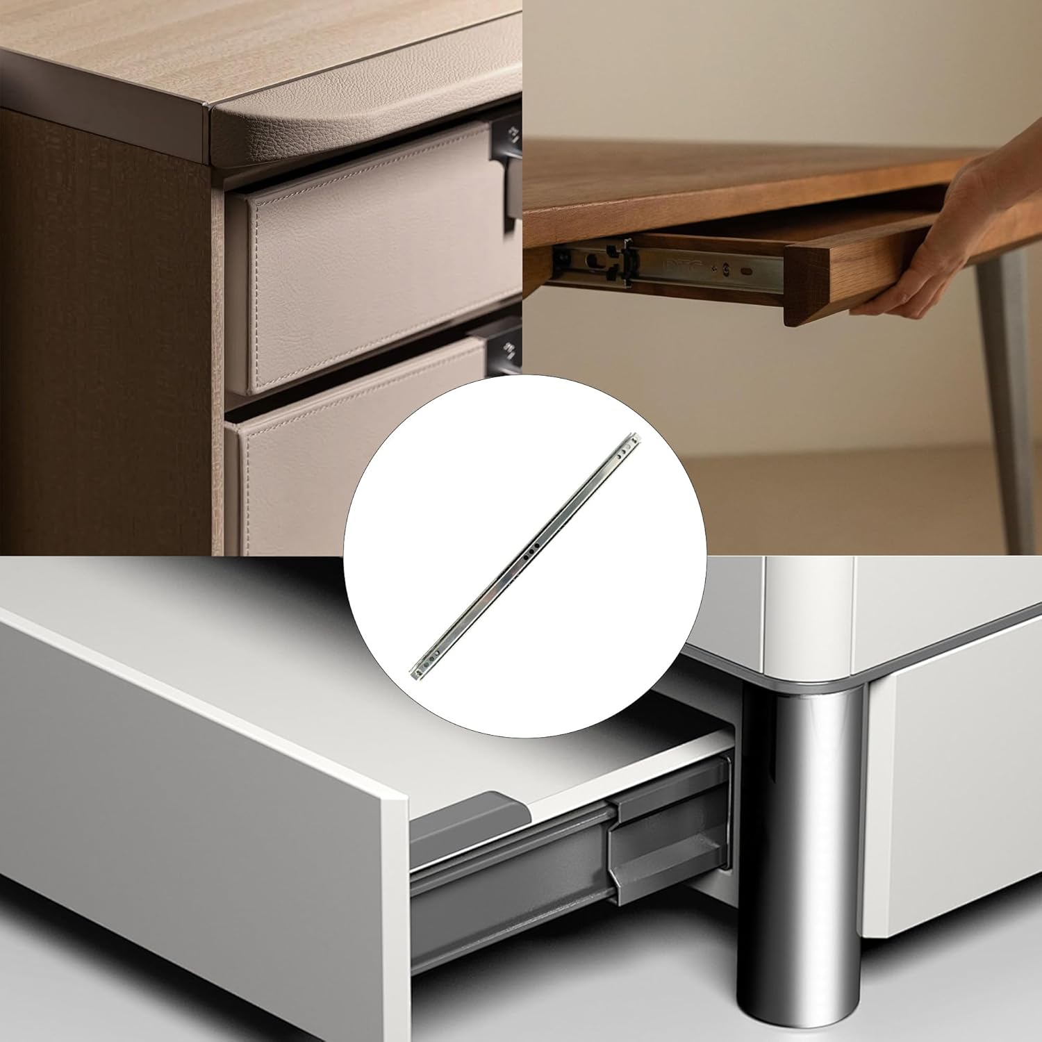 Septe 2PCS Drawer Slides, Metal Drawer Slide, Two Way Drawer Tracks, 13.5 Inch(0.7" Wide)