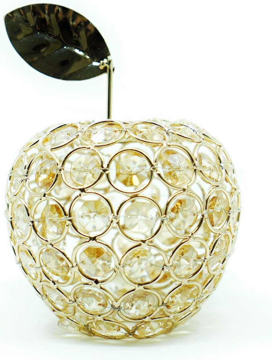 Crystal Apple Ornament, Gold Artificial Fruit Figurine, Nordic Handmade Wrought Iron Table Decoration Gift for Home Wedding Party Festival (Apple)