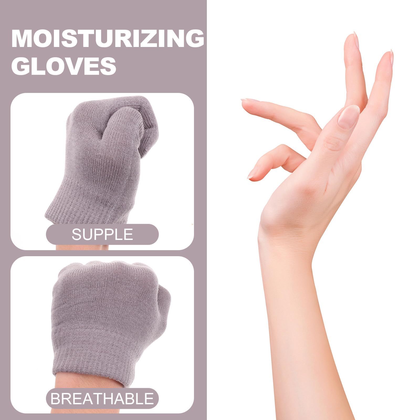 Gatuida 5 Pares Guantes de Spa Hidratantes de Gel, Algodón Elástico,