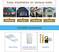 Vista 8 de Cubierta de policarbonato moderna semiescarchada, toldo curvado para patio, protección UV, toldo de ventana invisible, toldo para puerta delantera