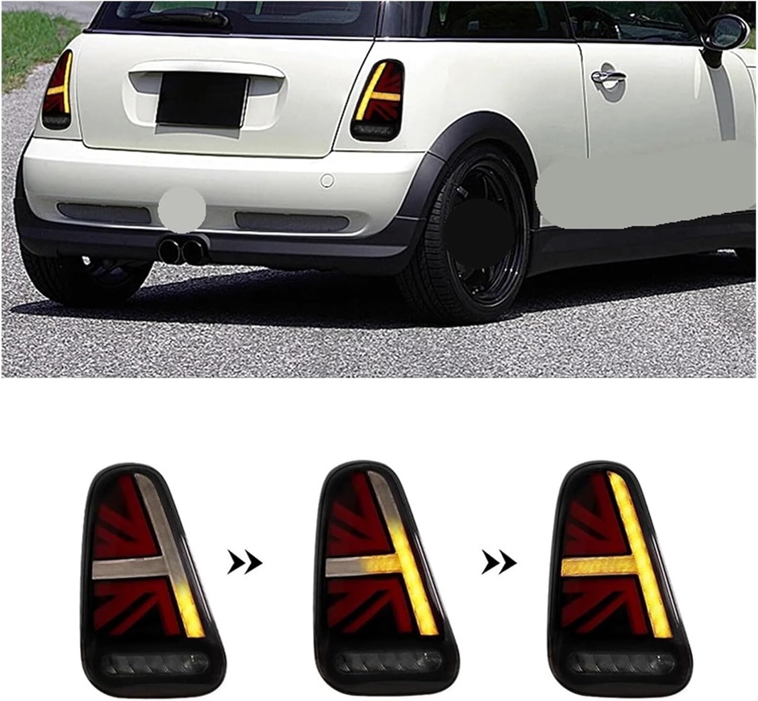 Pair Car LED Rear Tail Lights Assembly For BMW Mini Cooper R50 R52 R53 2001-2006 Brake Reverse Sequential Amber Turn Signal Lamp(2PCS Black)