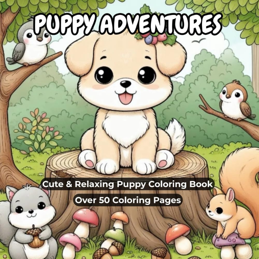Puppy Adventures: Cute Puppies to Color and Enjoy