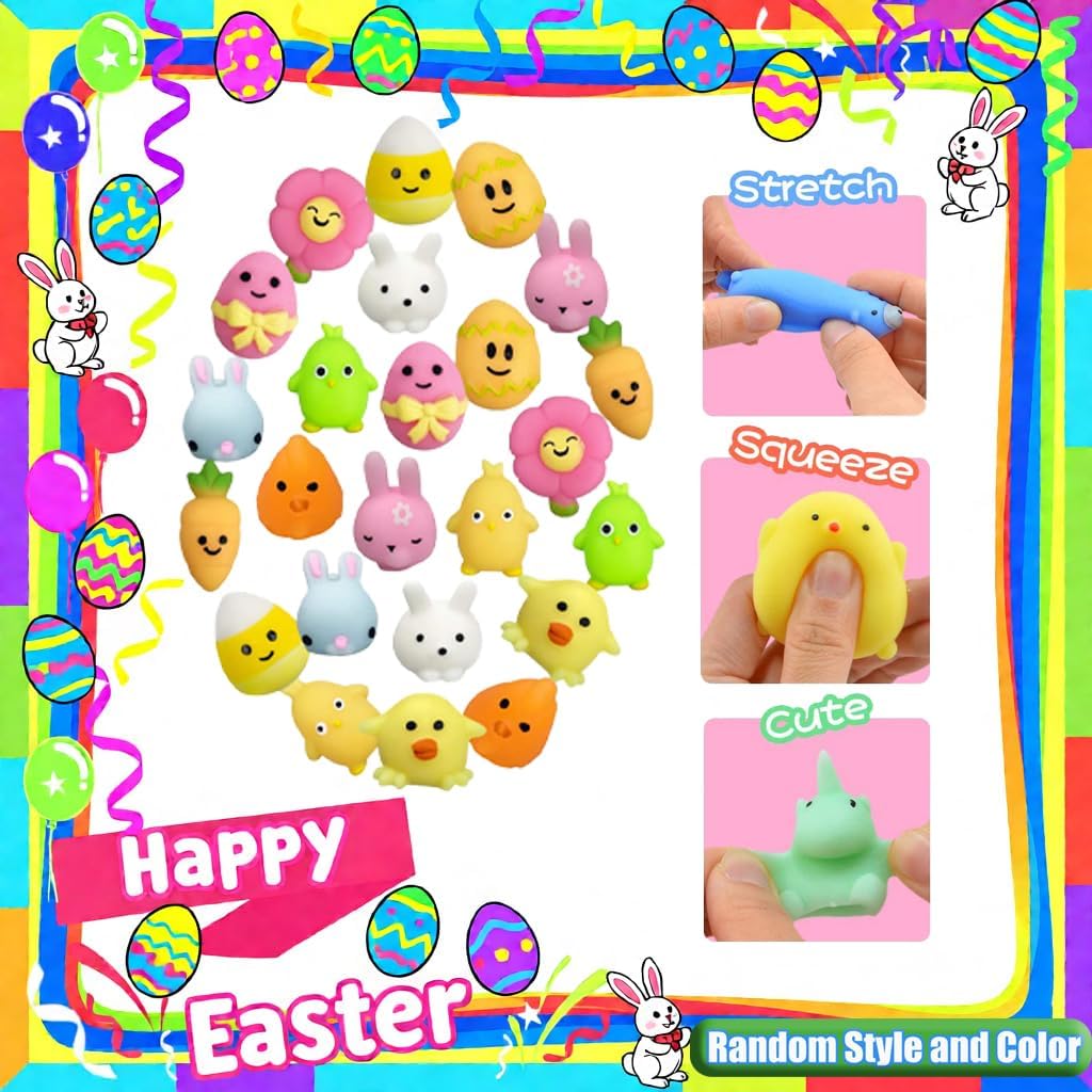 124 PCS Easter Egg Fillers, Easter Basket Stuffers, Easter Party Favors for Kids Boys Girls, Easter Egg Stuffers, Bulk Easter Toys, Easter Gifts, Pinata Goodie Bags Stuffers, Classroom Prizes