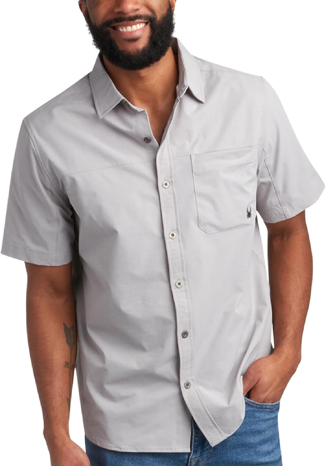 Spyder Mens Short Sleeve Button Down Shirts - Lightweight Stretch Casual Collared Dress Shirts for Men Travel Office Workwear