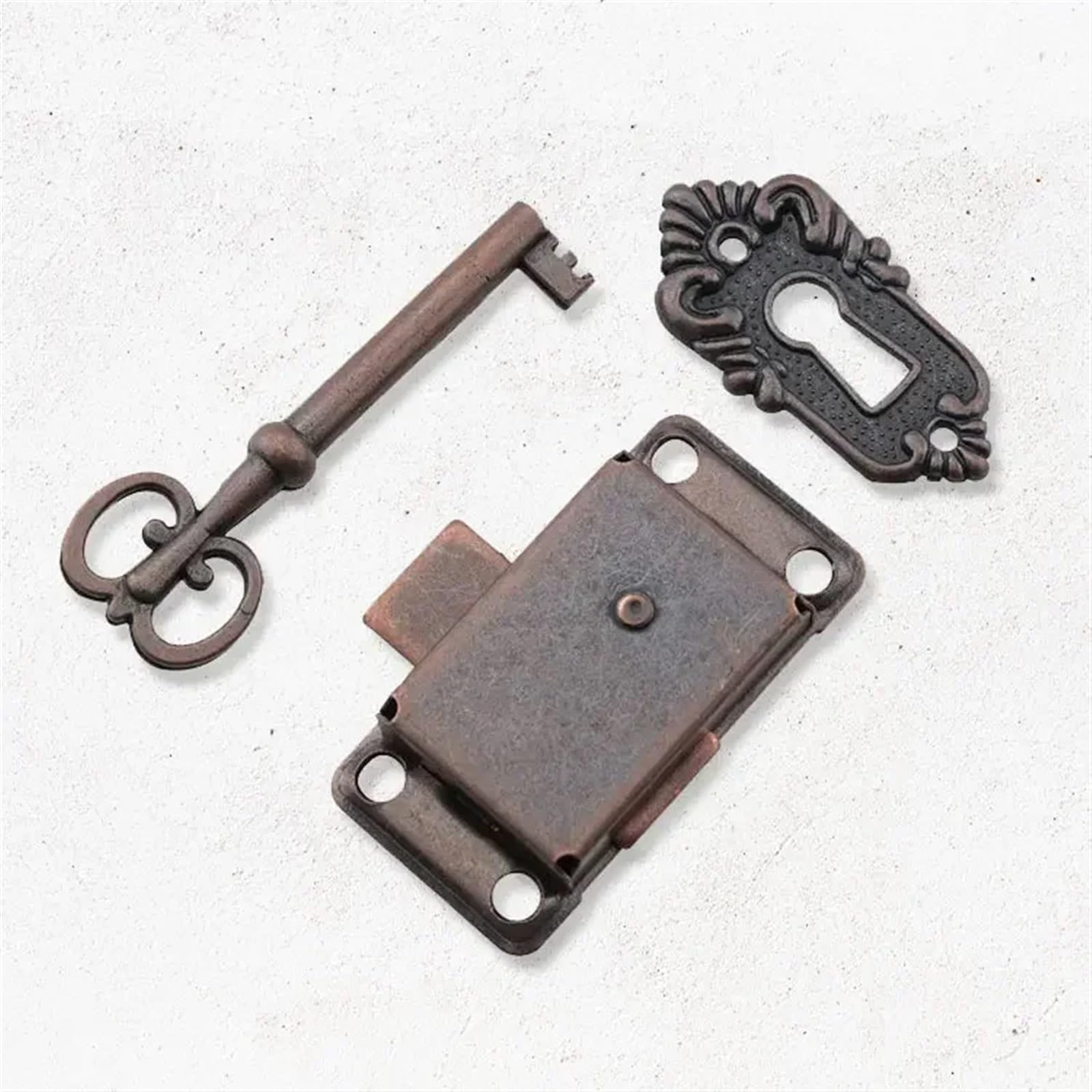 Antique Iron Drawer Jewelry Wooden Box Door Lock Key Furniture Hardware Dual Color Optional 1Pcs(B)