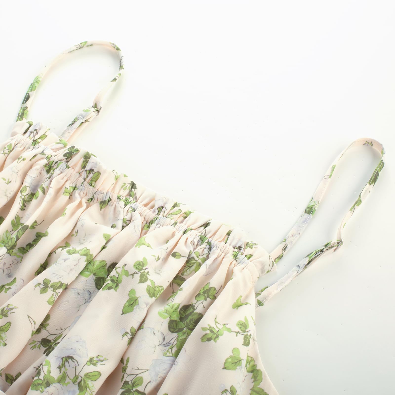 Scarlet Darkness Summer Sundress for Women Floral Sleeveless Spaghetti Strap Dress: Green Floral Medium