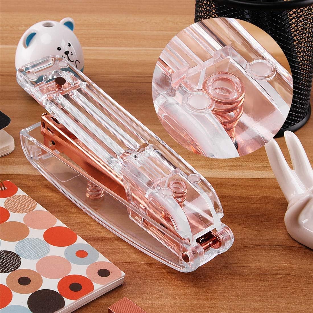 Alsisk Stapler, Clear Desk Stapler Pieces Staples - Rose Gold