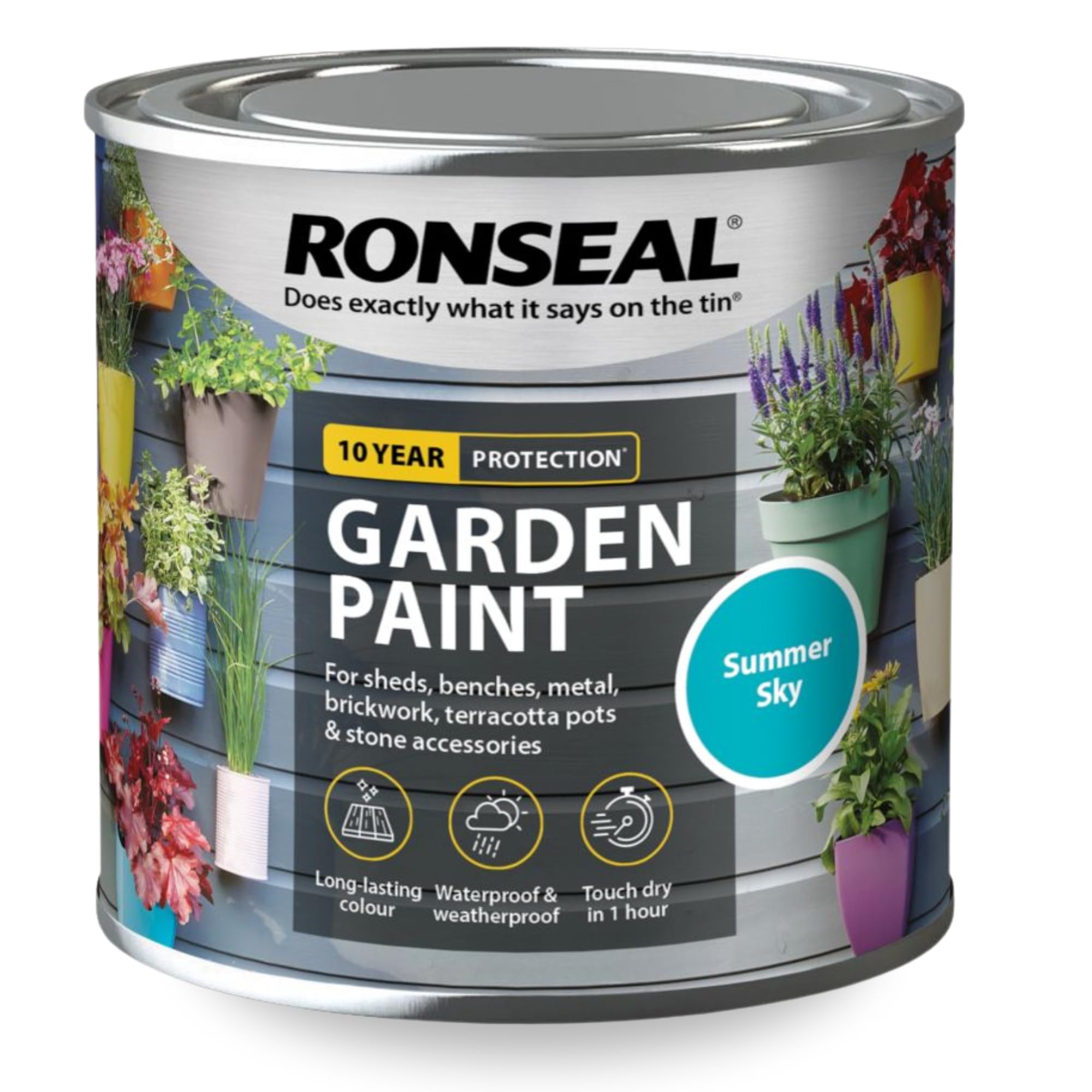 SAVING HUB Garden Paint 250ml – Exterior Multi-Surface Paint for Wood, Fence, Brick, Metal, Stone & Terracotta – Waterproof Weather Resistant Matt Finish for Sheds, Garden & Outdoor Use (Summer Sky)