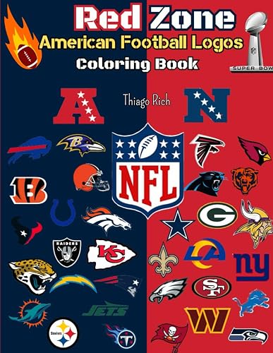 Red Zone American Football Logos Coloring Book: Sport Coloring book for Kids and Adults (Perfect Football Fan Gift)