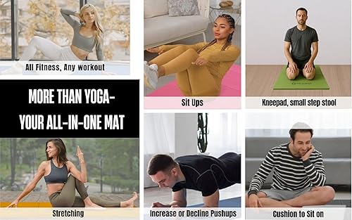 Miniatura 3 de Modyst Tapete de yoga plegable sin enrollamiento, tapete de yoga plegable de TPE, tapete de ejercicio plegable para yoga, pilates, entrenamientos de