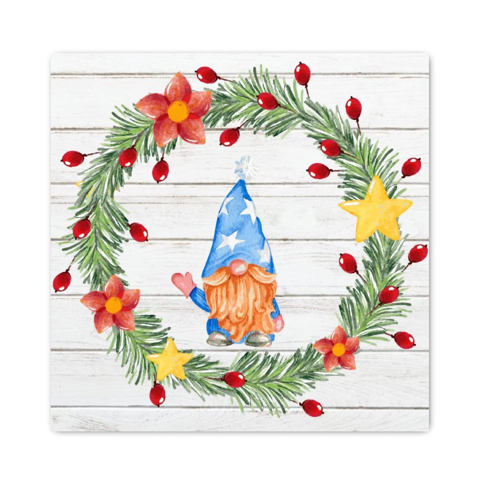 Couronne de nain de Noël en bois, plaque murale primitive aux finitions soignées