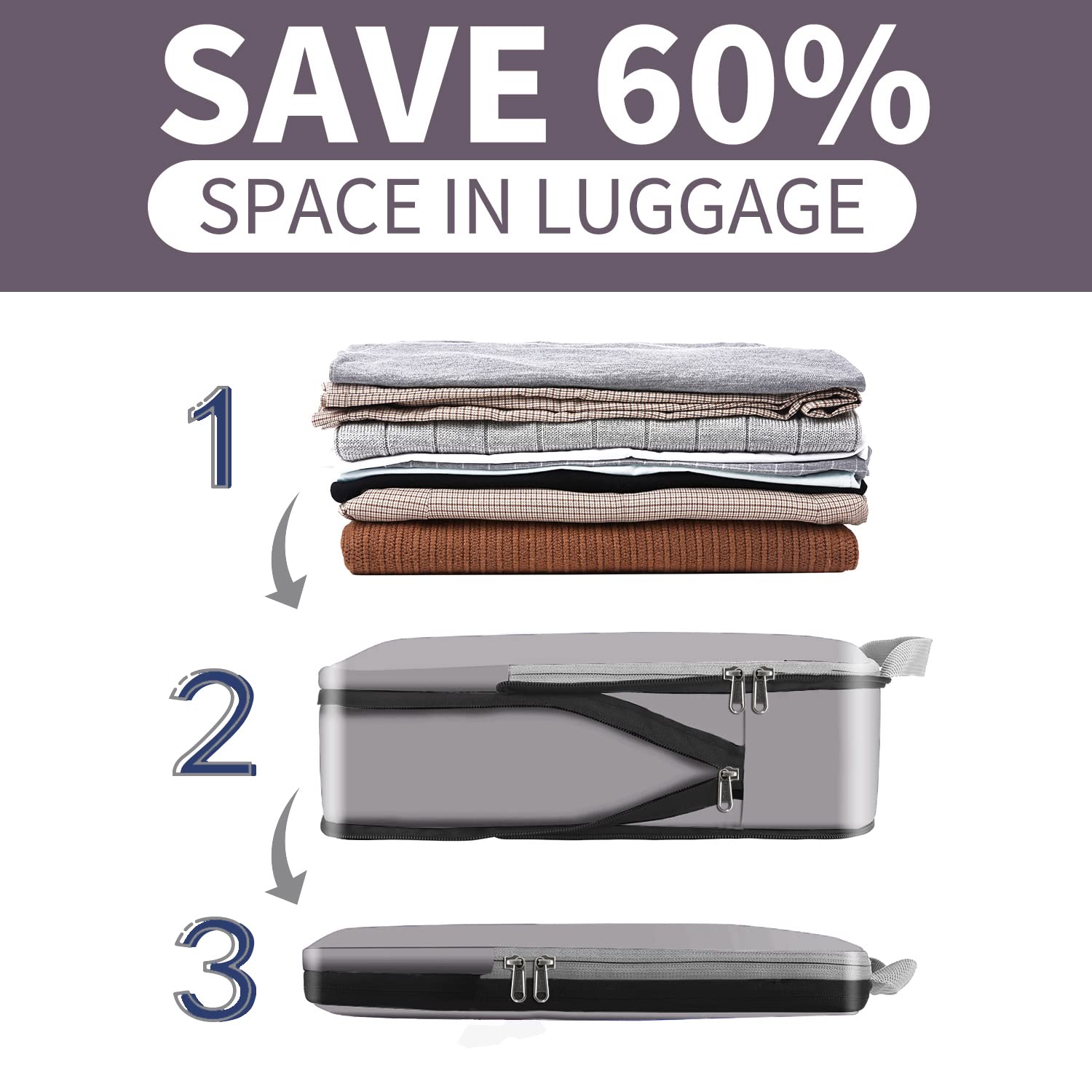 Eono Organizzatori da Viaggio a Compressione, Organizer Valigia Set, Cubo di Viaggio, Cubi di Imballaggio, Compression Packing Cube