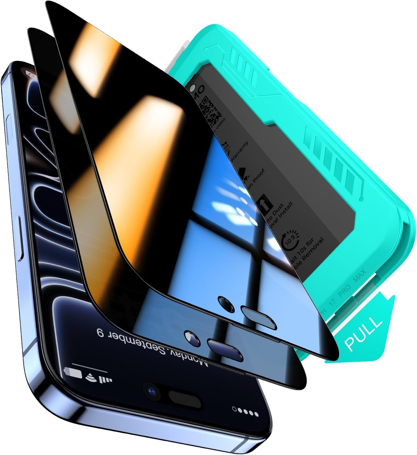 Thomo Privacy Screen Protector for iPhone 17 Pro Max 2 Pack, [25° Anti Spy] [Top 9H Tempered Glass] [15FT Military Grade Shatterproof] Full Edge Coverage, Bubble Free, Easy Install Case Friendly