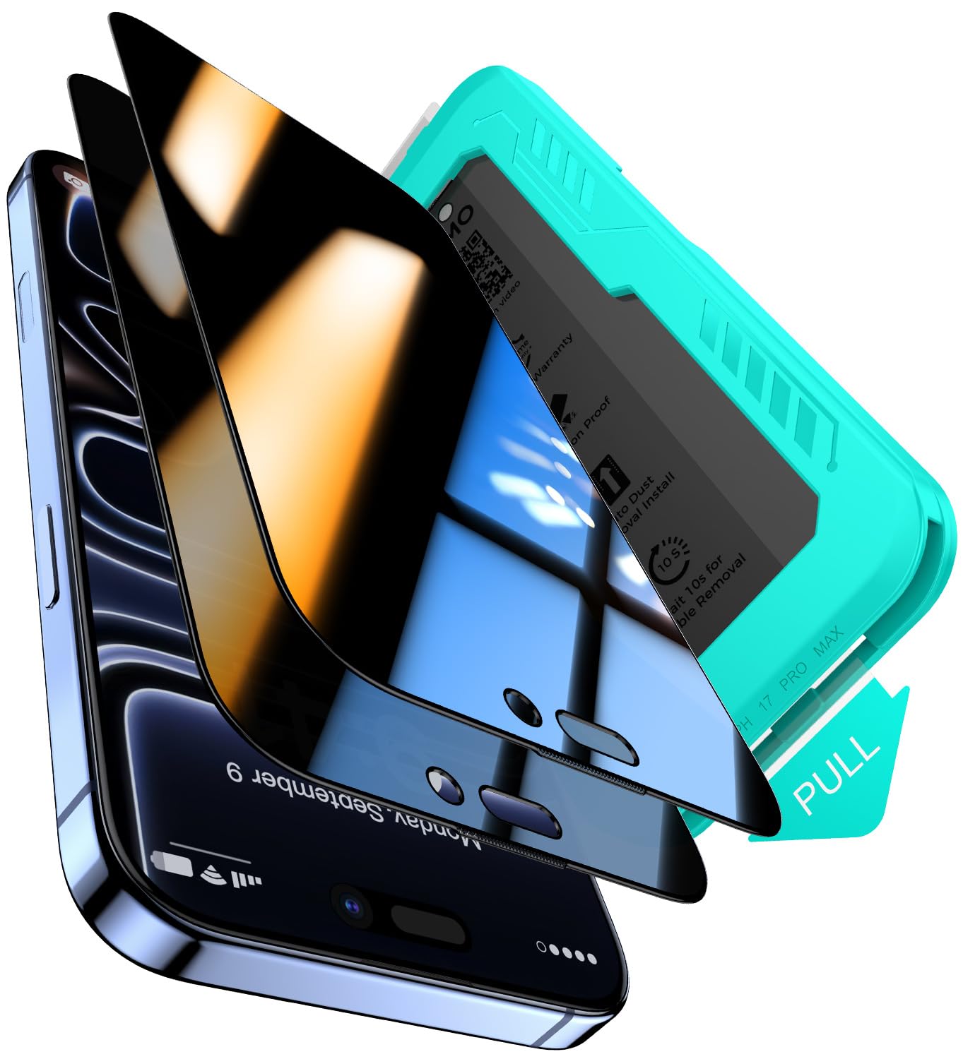 Thomo Privacy Screen Protector for iPhone 17 Pro Max 2 Pack, [25° Anti Spy] [Top 9H Tempered Glass] [15FT Military Grade Shatterproof] Full Edge Coverage, Bubble Free, Easy Install Case Friendly