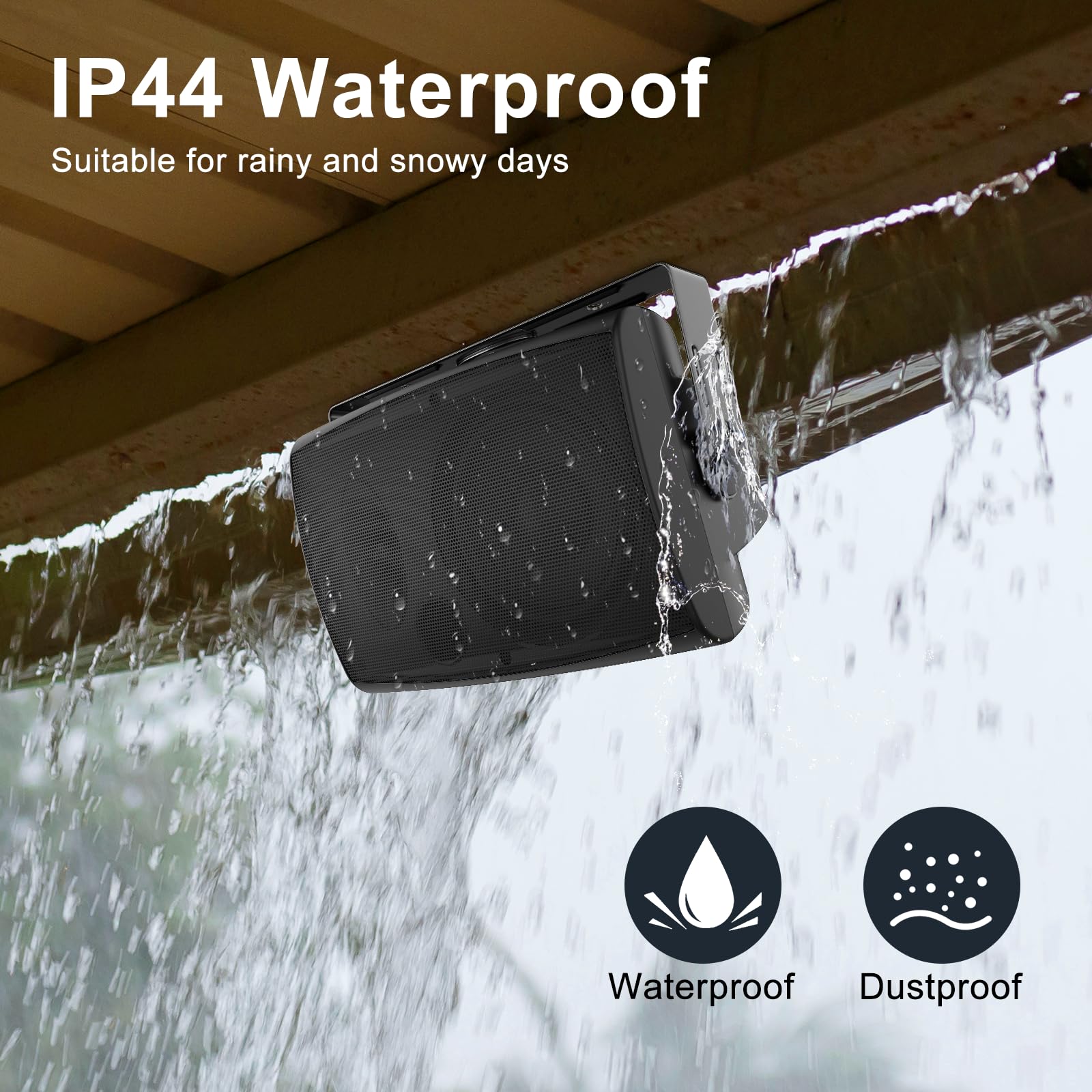 STUDIOFINIX 6,5 Zoll Bluetooth Lautsprecher 400W wasserfest wandmontierbar Paar Schwarz
