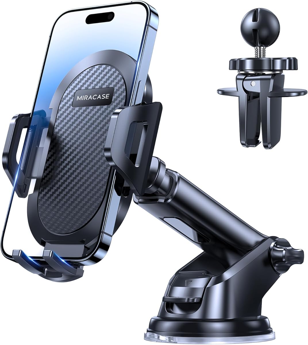 [Military-Grade Reliable Suction] Miracase Car Phone Holder, Universal Mobile Phone Holder for car, car Phone Mount for Dashboard Windshield Vent Compatible with All Smartphones