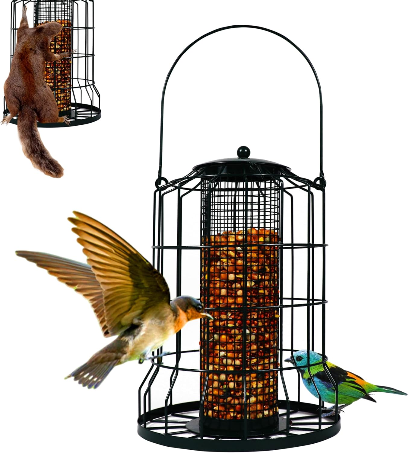 iPetba All Metal Squirrel Proof Bird Feeder for Outside Hanging，Winter