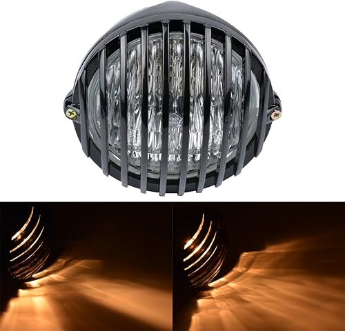 KATUR Faro delantero de motocicleta de 5 12 pulgadas, 12 V, 55 W, halógeno para compatible con Har-Ley Cafe Racer Bobber Chopper Honda Suzuki Custom